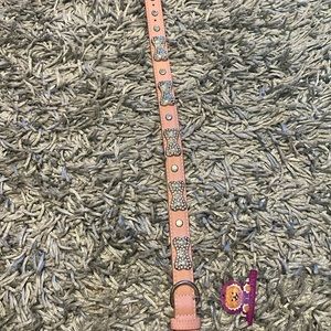 Vanderpump Designer Rhinestone Bone Leatherette Collar   PINK